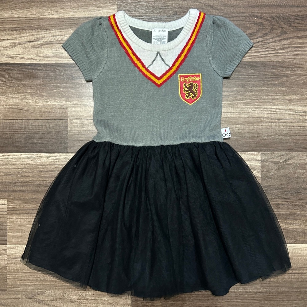 Harry Potter Dress Kids 5T Grey Black Gryffindor Crest Knit Sweater Tutu Costume
